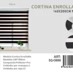 Cortina Roller Duo Lisa 140cm x 200cm Color Negro SQ-0886