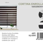 Cortina Roller Duo Lisa 160cm x 200cm Color Negro SQ-0890