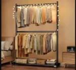 PERCHERO DOS PISO ORGANIZADOR DE ROPA TUBO GRUESO COLOR NEGRO - Imagen 2