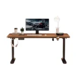 ESCRITORIO DE LUJO ERGONOMICO ELECTRICO DE 140 CM CON ALTURA AJUSTABLE COLOR CAFE