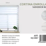 Cortina Roller Duo Lisa 140cm x 200cm Color Blanco SQ-0887