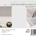 Cortinas Roller Blackout Doble Jaspeada 140cm x 200cm Kaki 0647