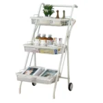 Organizador Metálico Plegable Con Ruedas 3 Niveles Color Blanco