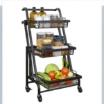 Organizador Metálico Plegable Con Ruedas 3 Niveles Color Blanco - Imagen 2