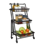Organizador Metálico Plegable Con Ruedas 3 Niveles Color Negro (copia)