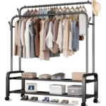 Perchero Metalico 48 kilos Doble Barra Closet Exhibicion Color Negro