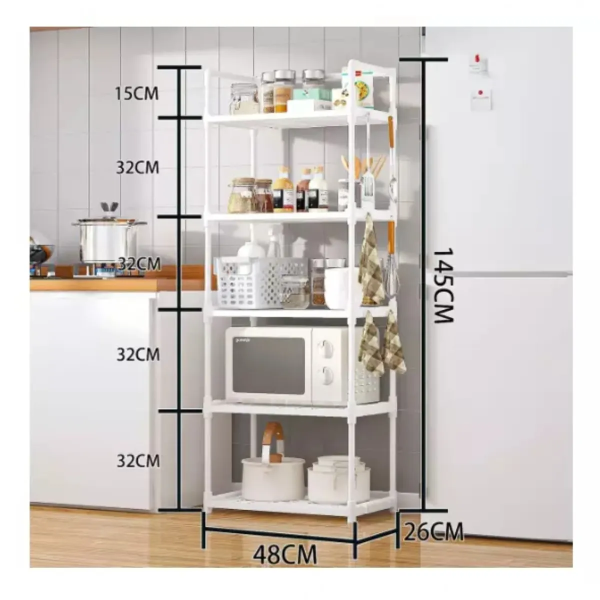 w=1200,h=1200,fit=pad (4) Rack Estante Organizador Cocina Multifuncional 5 Niveles Color Blanco - Imagen 1