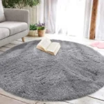 Alfombras Peludas Redondas Livianas 150x150 Gris Claro - Angeles del Hogar Chile