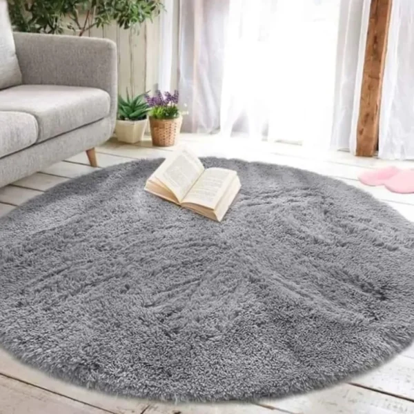 Alfombras Peludas Redondas Livianas 150x150 Gris Claro - Angeles del Hogar Chile