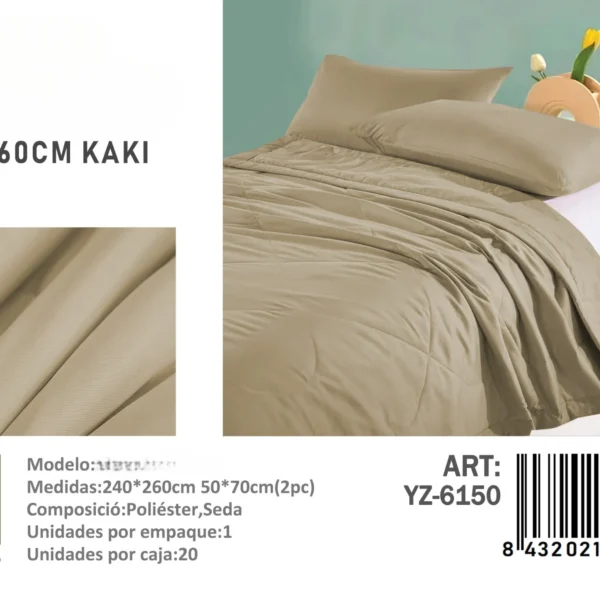 Plumon con unicolor King medidas 240x260 cm YZ kaki 6150 - Angeles del Hogar Chile