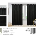 Pack De 2 Panos De Cortinas Terciopelo Medidas 140x230 Cm Color Negro - Angeles del Hogar Chile