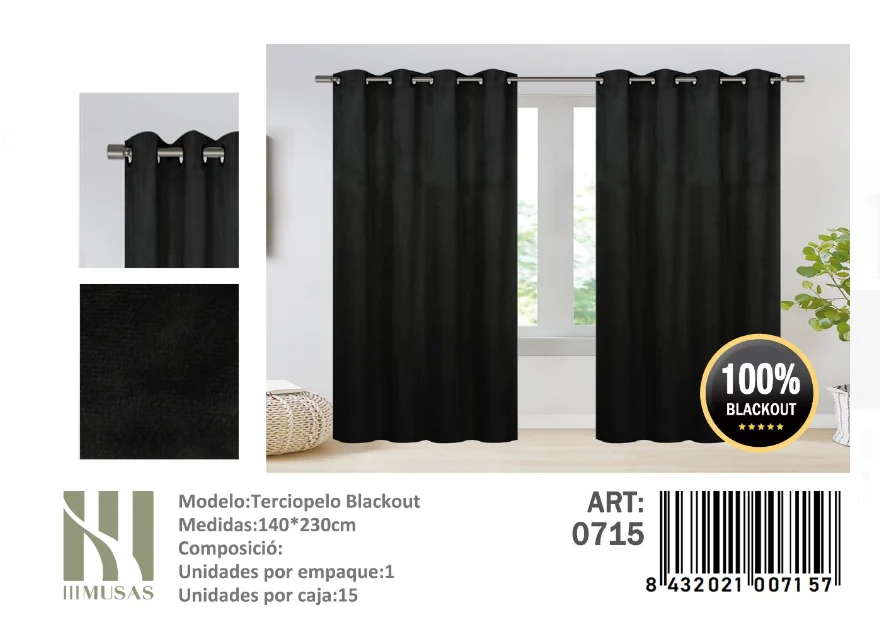 Captura de pantalla 2024-11-20 121245 Pack De 2 Panos De Cortinas Terciopelo Medidas 140x230 Cm Color Negro - Angeles del Hogar Chile