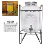 Dispensador De Bebidas De Vidrio 5l Soporte Metal Con Asas - Angeles del Hogar Chile
