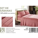 Set De Sabanas Plaza y Media Rosa 200 hilos + 1 Funda De Almohada - Angeles del Hogar Chile