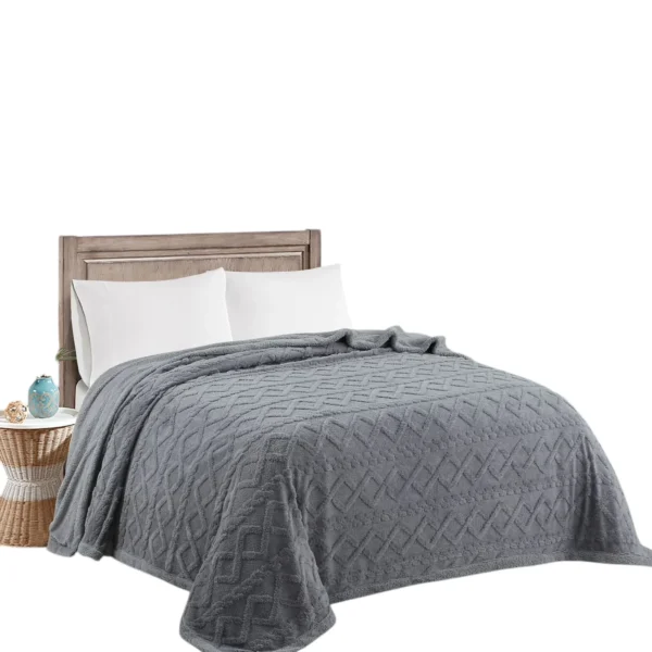 Frazadas Sherpa Texturizada con chiporro 2 plazas Color Gris - Angeles del Hogar Chile