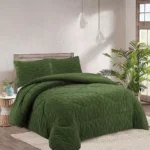 Plumon de invierno Trenzado con chiporro Plaza y Media Verde Musgo - Angeles del Hogar Chile