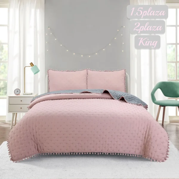 Cobertor De Verano 100% Algodon con Pompon 2 Plazas - Angeles del Hogar Chile