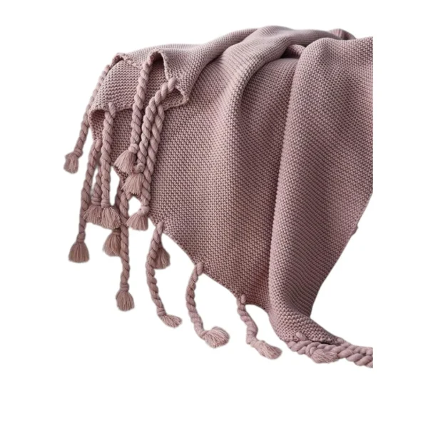 Manta de Sofa Minimalista Estilo Boho Chic 130X220Cm Color Rosa - Angeles del Hogar Chile