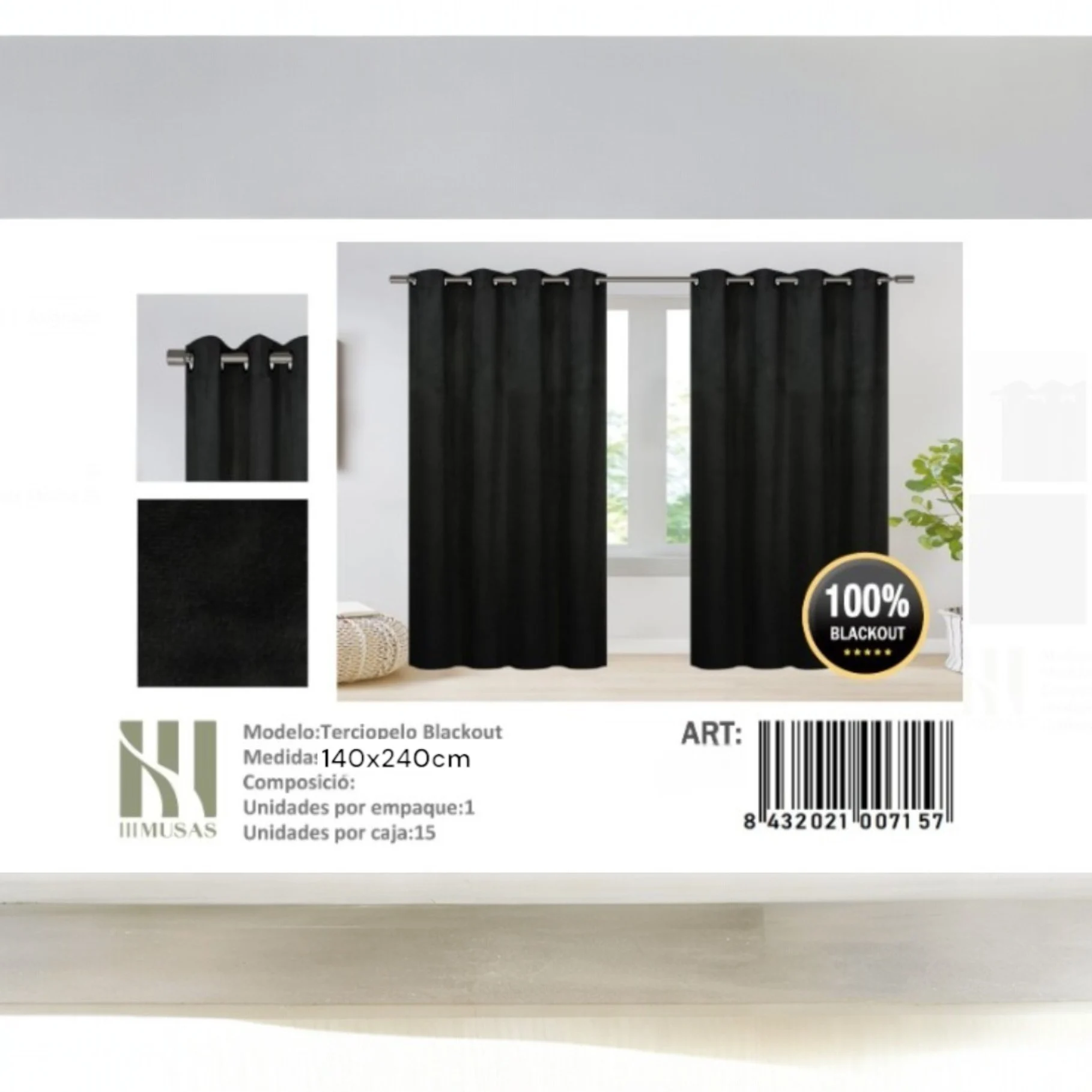 full_image-5 (6) Pack De 2 Panos De Cortinas Terciopelo Medidas 140x240 Cm Color Negro - Angeles del Hogar Chile
