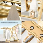 Tendedero Colgador de Ropa Plegable Acero Inoxidable Resistente Dorado - Angeles del Hogar Chile