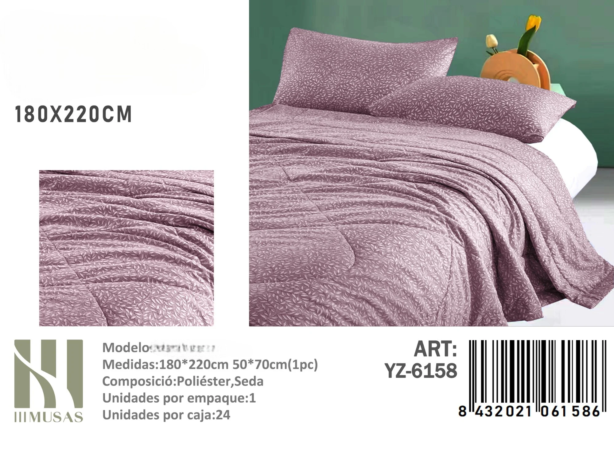 6158-Photoroom Plumon con diseno plaza y media medidas 180x220cm YZ-6158 - Angeles del Hogar Chile