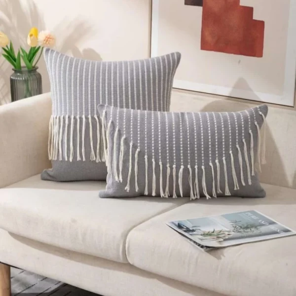 Fundas de Cojin con detalles en flecos - Angeles del Hogar Chile