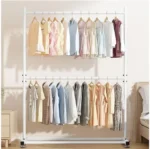 Perchero Dos Piso Organizador de Ropa Tubo Grueso Color Blanco - Angeles del Hogar Chile