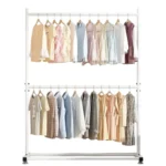 Perchero Dos Piso Organizador de Ropa Tubo Grueso Color Blanco - Angeles del Hogar Chile