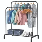 Perchero Metalico 35 kilos Doble Barra Closet Exhibicion Color Negro - Angeles del Hogar Chile