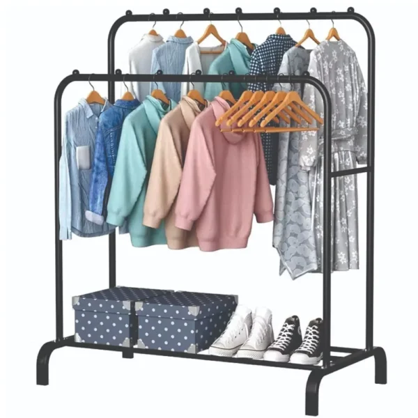 Perchero Metalico 35 kilos Doble Barra Closet Exhibicion Color Negro - Angeles del Hogar Chile
