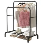 Perchero Metalico 35 kilos Doble Barra Closet Exhibicion Color Negro - Angeles del Hogar Chile