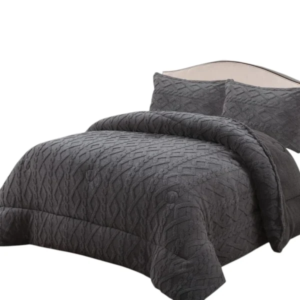 Plumon de Invierno Tenfei Texturizado 180X230Cm Gris Oscuro - Angeles del Hogar Chile