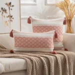 Fundas de Cojin con detalles bordados y pompones - Angeles del Hogar Chile