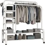 Perchero Metalico 58 kilos Doble Barra Closet Exhibicion Color Blanco - Angeles del Hogar Chile
