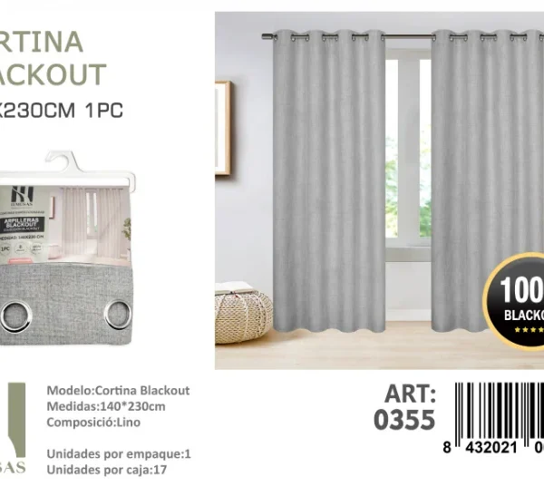 Cortinas blackout pack 2 Panos 140x230 Color Gris - Angeles del Hogar Chile
