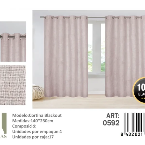 Cortinas blackout pack 2 Panos 140x230 Color Rosa - Angeles del Hogar Chile