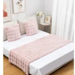 Pack de Piecera Peludas + 2 Fundas de Cojin 2Plazas/King Color Rosa - Angeles del Hogar Chile