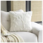 Pack de 2 fundas cojin velvet hojas color blanco invierno - Angeles del Hogar Chile