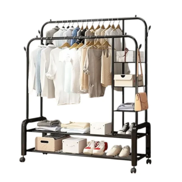Perchero Metalico 58 kilos Doble Barra Closet Exhibicion Color Negro - Angeles del Hogar Chile