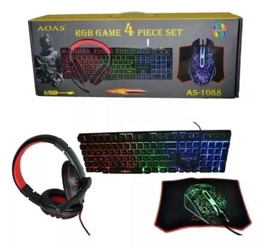 Set Gamer Para Pc Teclado Mouse Audifonos Mousepad - Angeles del Hogar Chile