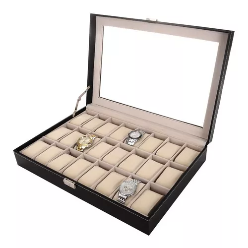 Caja Organizador para 24 Relojes en color Negro - Angeles del Hogar Chile