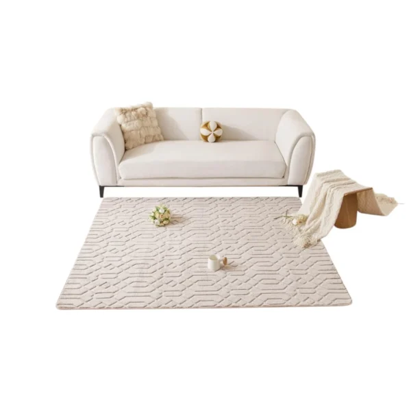 Alfombra Jacquard de Algodon 160X200Cm Beige - Angeles del Hogar Chile
