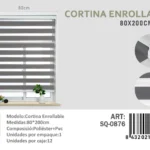 Cortina Roller Duo Lisa 80cm x 200cm Color Gris SQ-0876 - Angeles del Hogar Chile