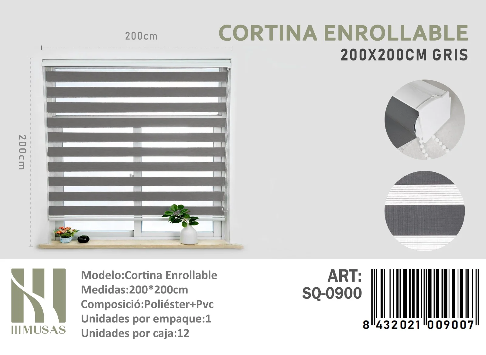WhatsApp Image 2025-01-23 at 11.24.36 (1) Cortina Roller Duo Lisa 200cm x 200cm Color Gris SQ-0900 - Angeles del Hogar Chile