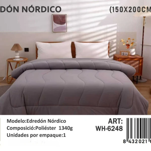 Plumon Nordico de Seda 1 Plaza 150X200Cm Color Gris - Angeles del Hogar Chile