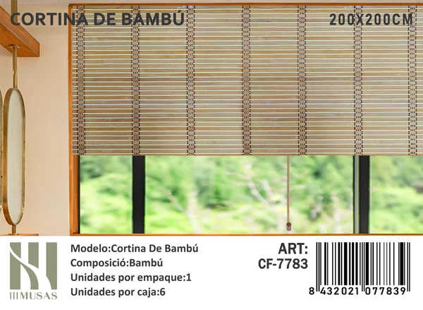 Persiana O Cortina Roller De Bambú 200x200 cm - Angeles del Hogar Chile
