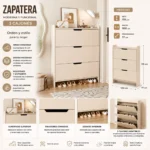 Mueble Zapatero Organizador Estante para Zapatos Blanco 115X100X17