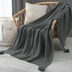 Mantas Para sofa con pompones Gris - Angeles del Hogar Chile