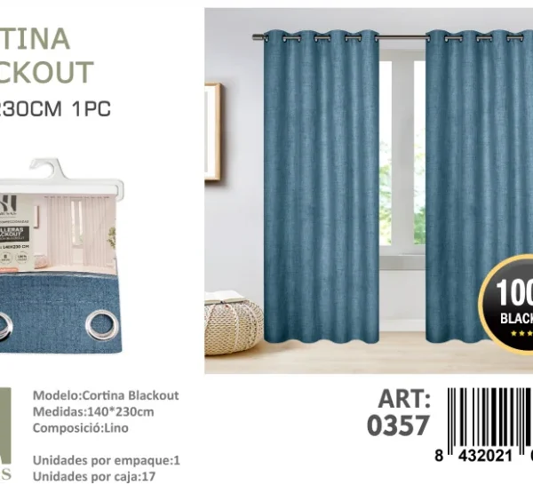 Cortinas blackout pack 2 Panos 140x230 Color Azul - Angeles del Hogar Chile