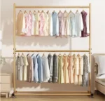 Perchero Dos Piso Organizador de Ropa Tubo Grueso Color Dorado - Angeles del Hogar Chile